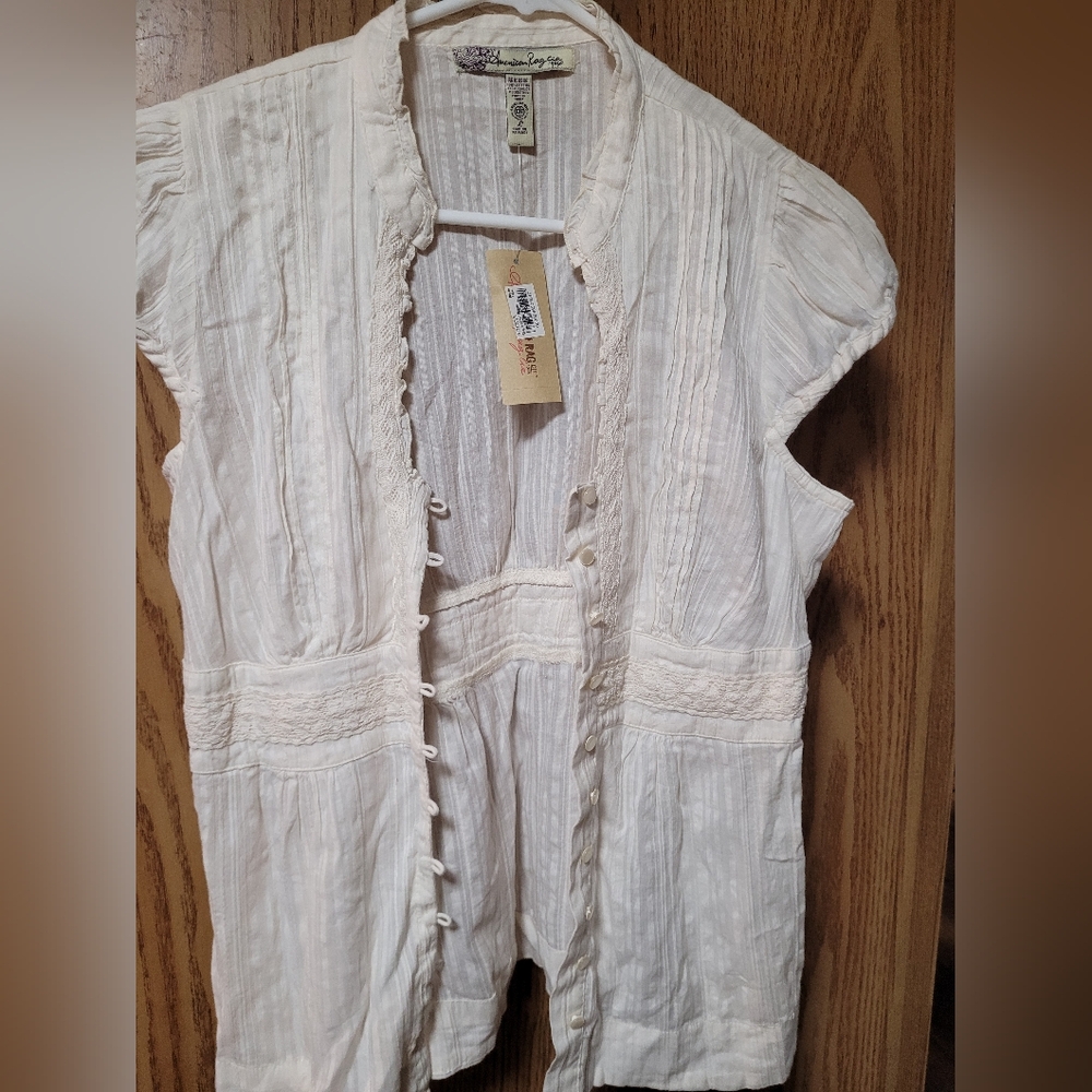 American Rag  Cream Blouse with Button Detail